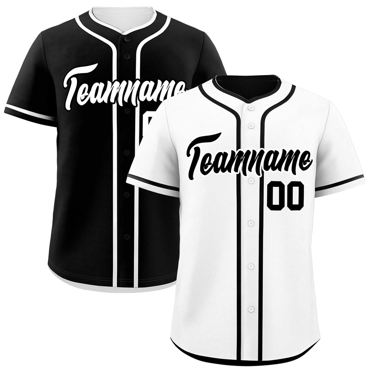 Custom Black White Reversible Baseball Jersey Classic Style For Youth Team Design Service