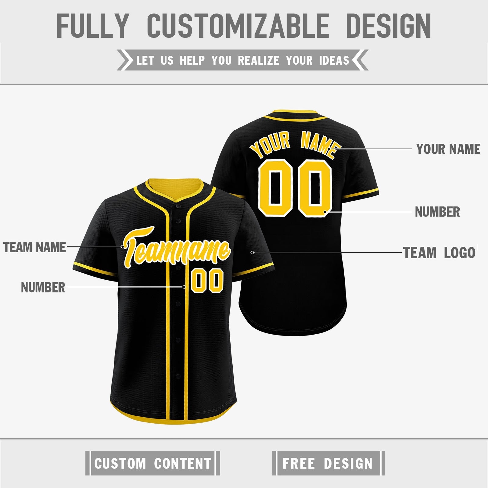 Custom Gold Black Reversible Classic Style Lightweight Baseball Jersey| KXKSHOP