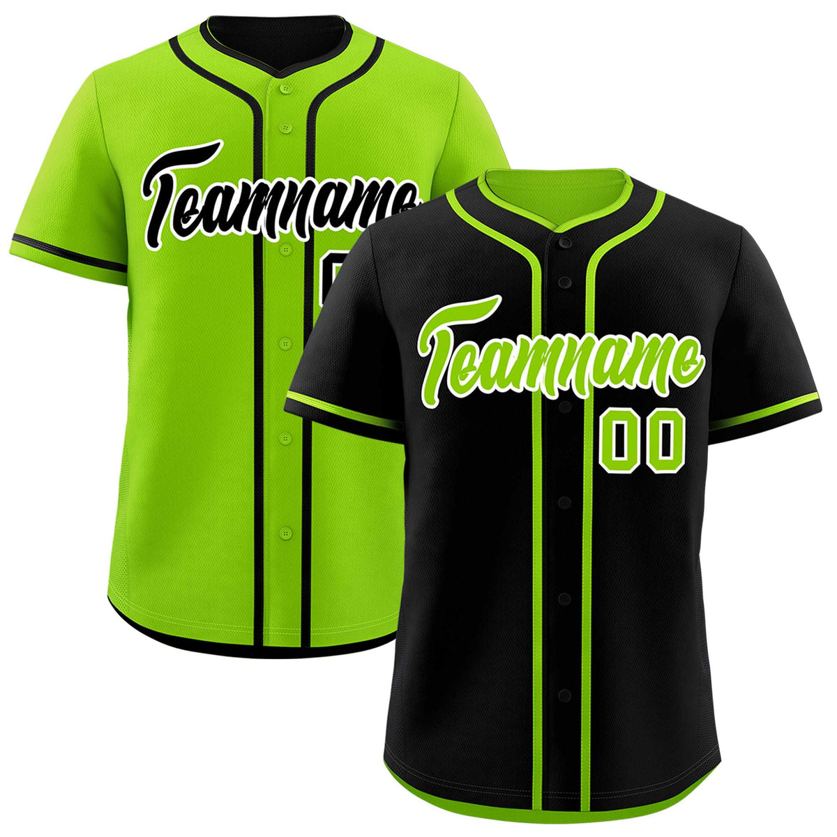Custom Neon Green Black Reversible Classic Style Lightweight Baseball Jersey| KXKSHOP