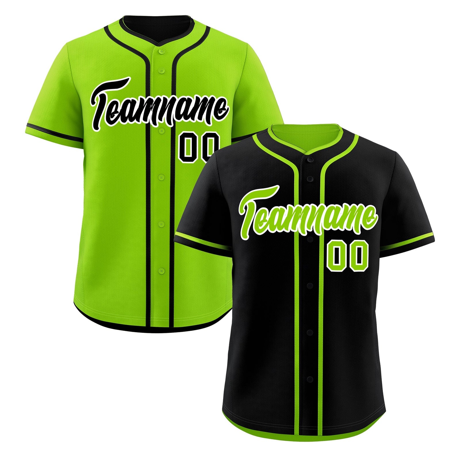 Custom Neon Green Black Reversible Classic Style Lightweight Baseball Jersey| KXKSHOP