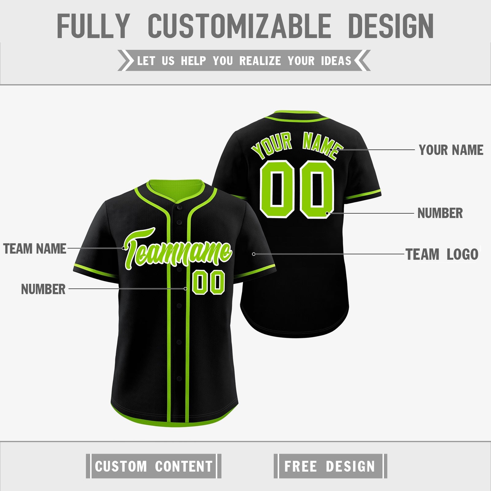Custom Neon Green Black Reversible Classic Style Lightweight Baseball Jersey| KXKSHOP