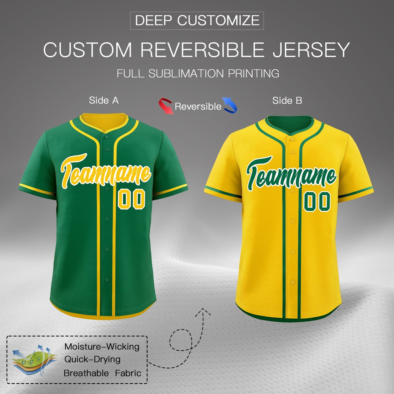 Custom Gold White Reversible Classic Style Lightweight Baseball Jersey| KXKSHOP