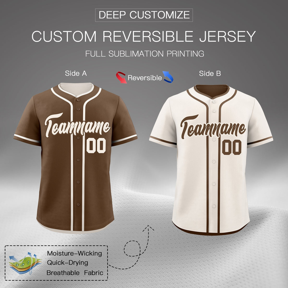 Custom Cream Reversible Classic Style Lightweight Baseball Jersey| KXKSHOP