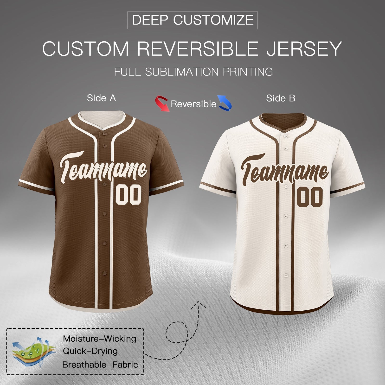 Custom Cream Reversible Classic Style Lightweight Baseball Jersey| KXKSHOP
