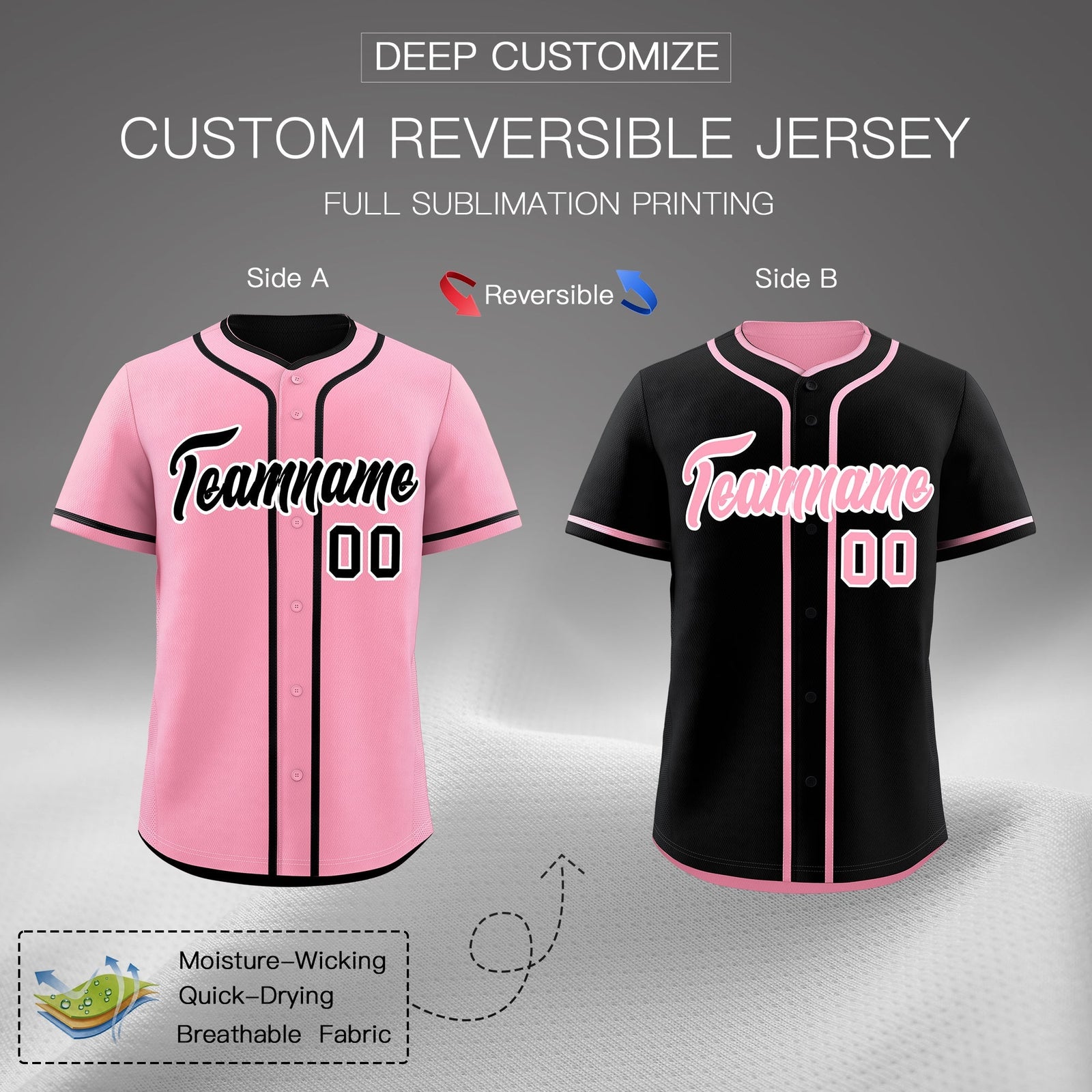 Custom Black White Reversible Classic Style Lightweight Baseball Jersey| KXKSHOP