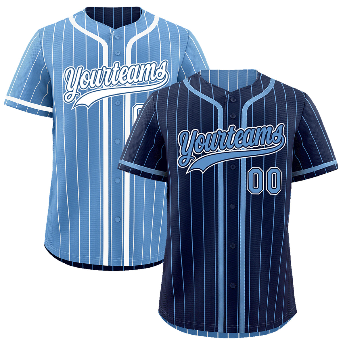 Custom Navy Light Blue Reversible Gradient Fashion Breathable Baseball Jersey| KXKSHOP