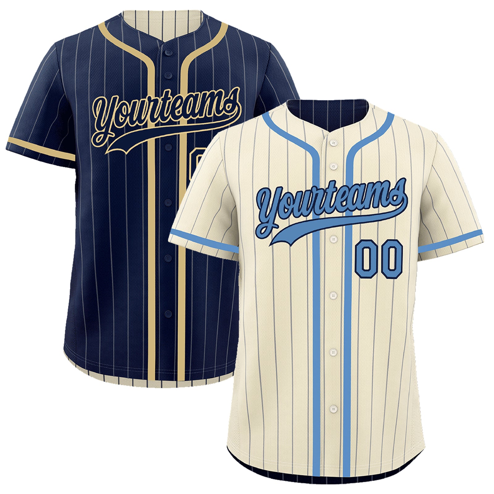 Custom Cream Navy Reversible Gradient Fashion Breathable Baseball Jersey| KXKSHOP
