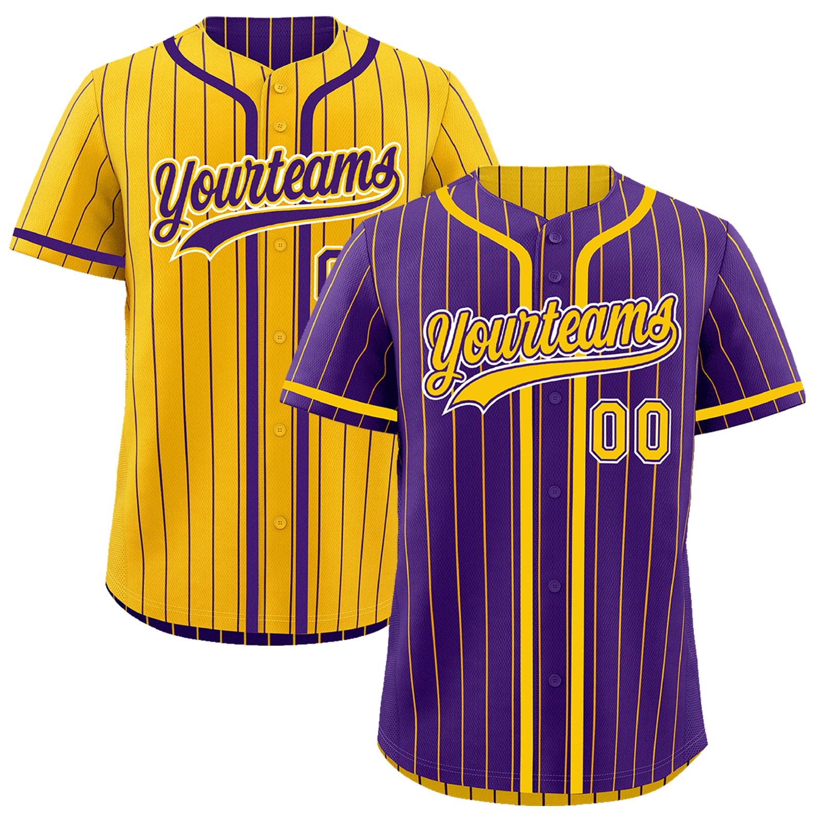 Custom Purple Yellow Reversible Gradient Fashion Lightweight Baseball Jersey| KXKSHOP