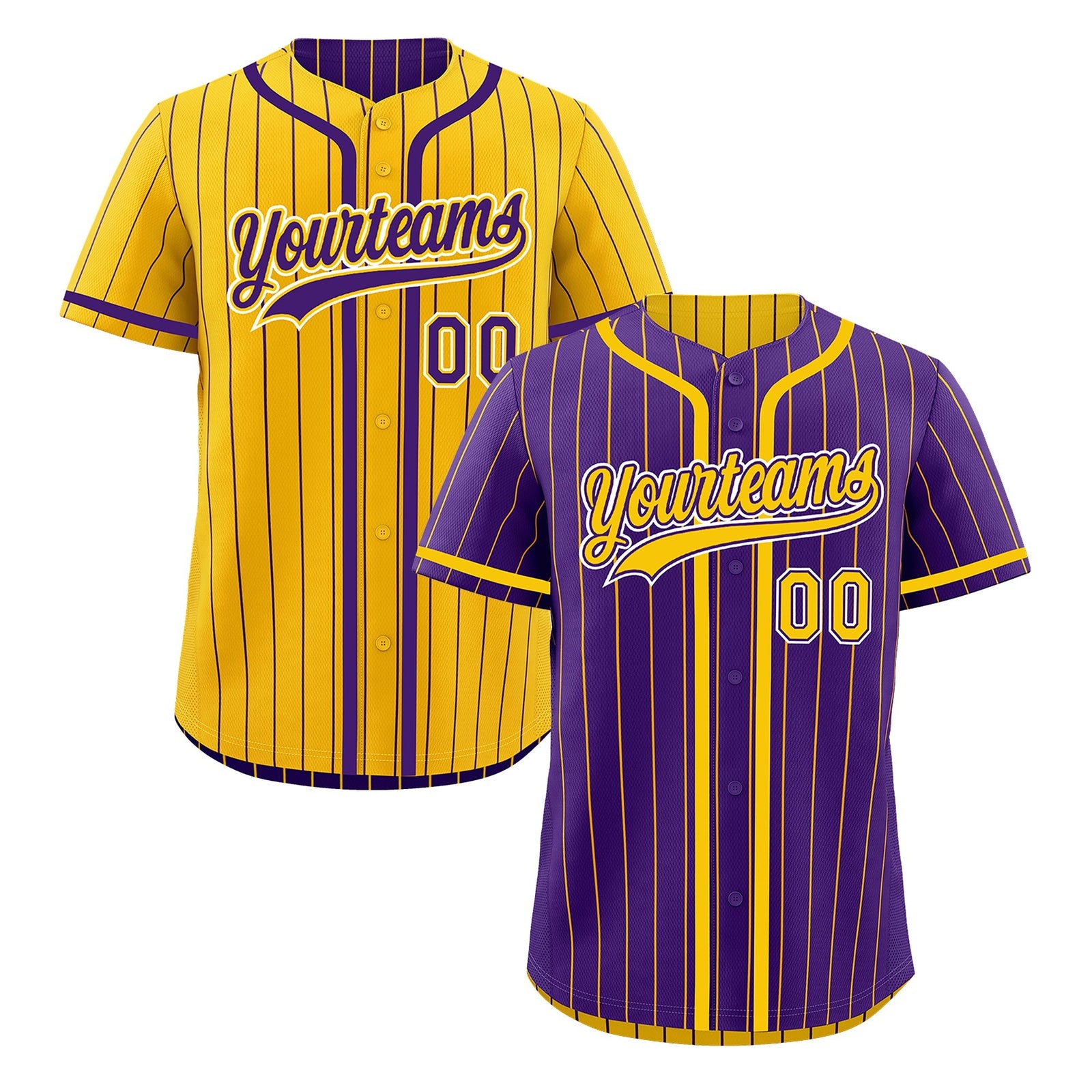 Custom Purple Yellow Reversible Gradient Fashion Lightweight Baseball Jersey| KXKSHOP