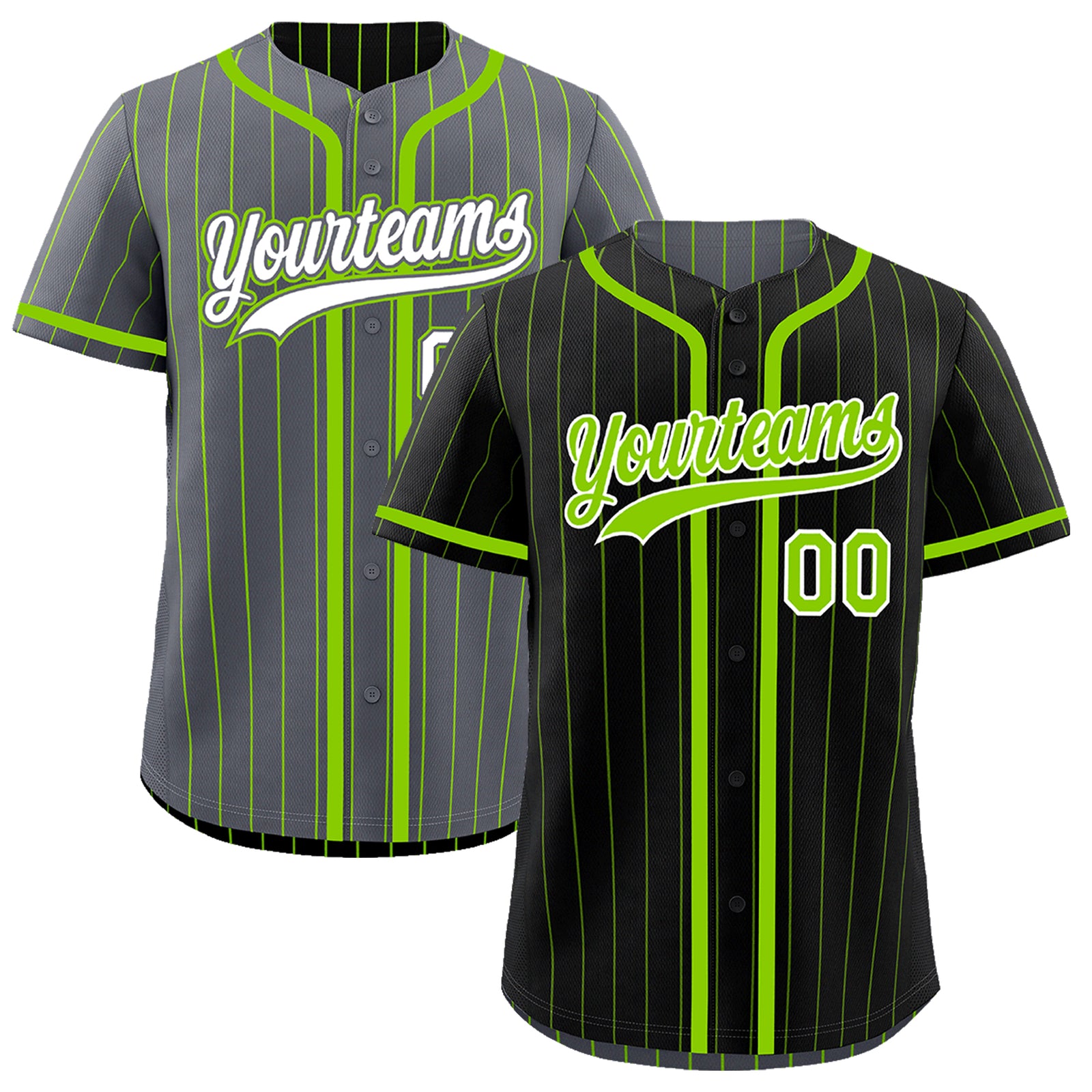 Custom Black Neon Green Reversible Gradient Fashion Lightweight Baseball Jersey| KXKSHOP