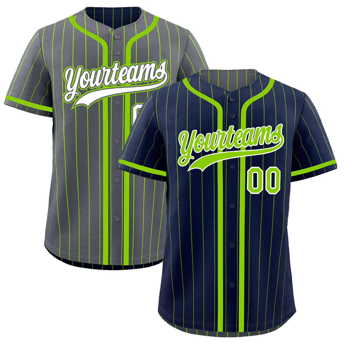 Custom Navy Neon Green Reversible Gradient Fashion Breathable Baseball Jersey| KXKSHOP