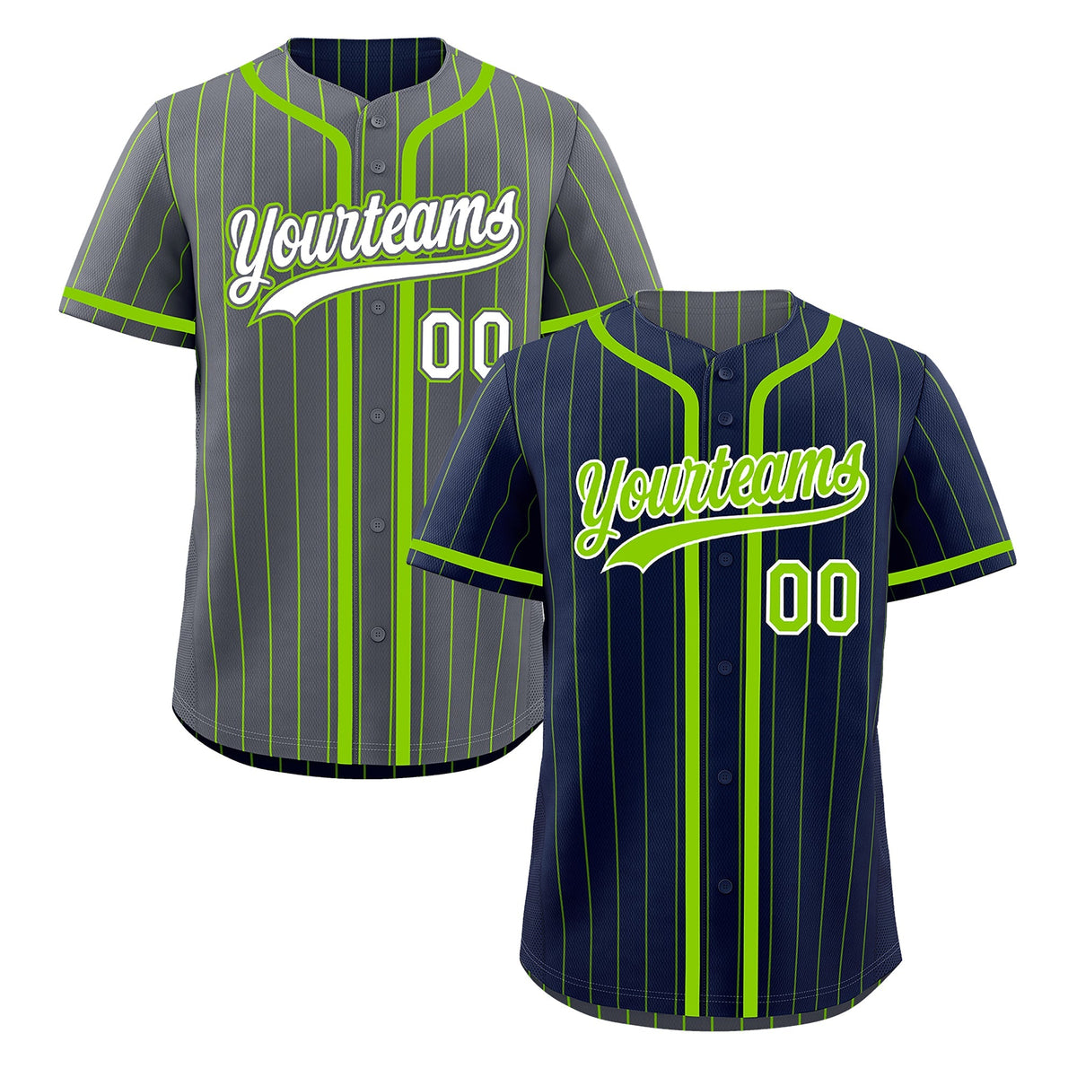 Custom Navy Neon Green Reversible Gradient Fashion Breathable Baseball Jersey| KXKSHOP