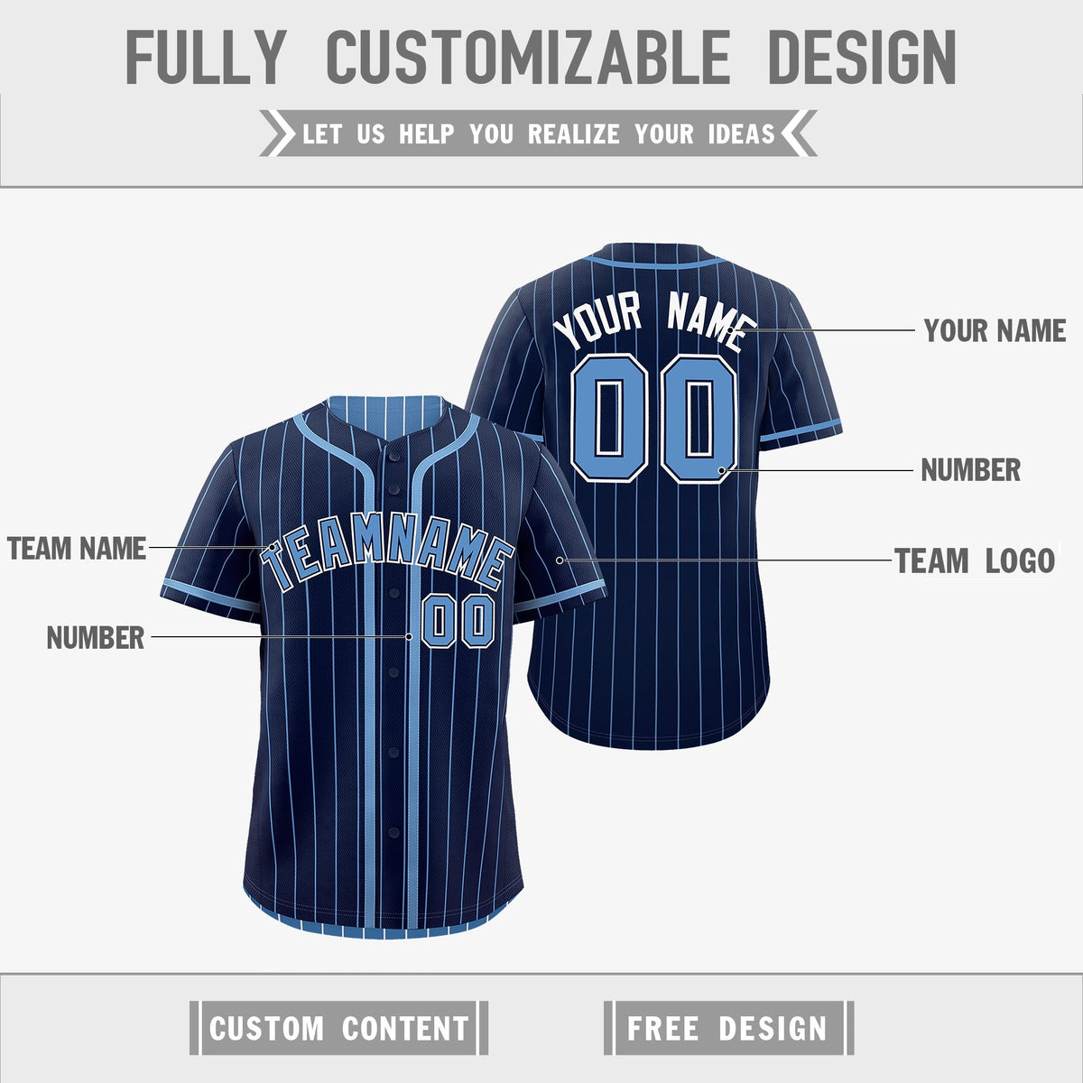 Custom Navy Light Blue Reversible Gradient Fashion Breathable Baseball Jersey| KXKSHOP