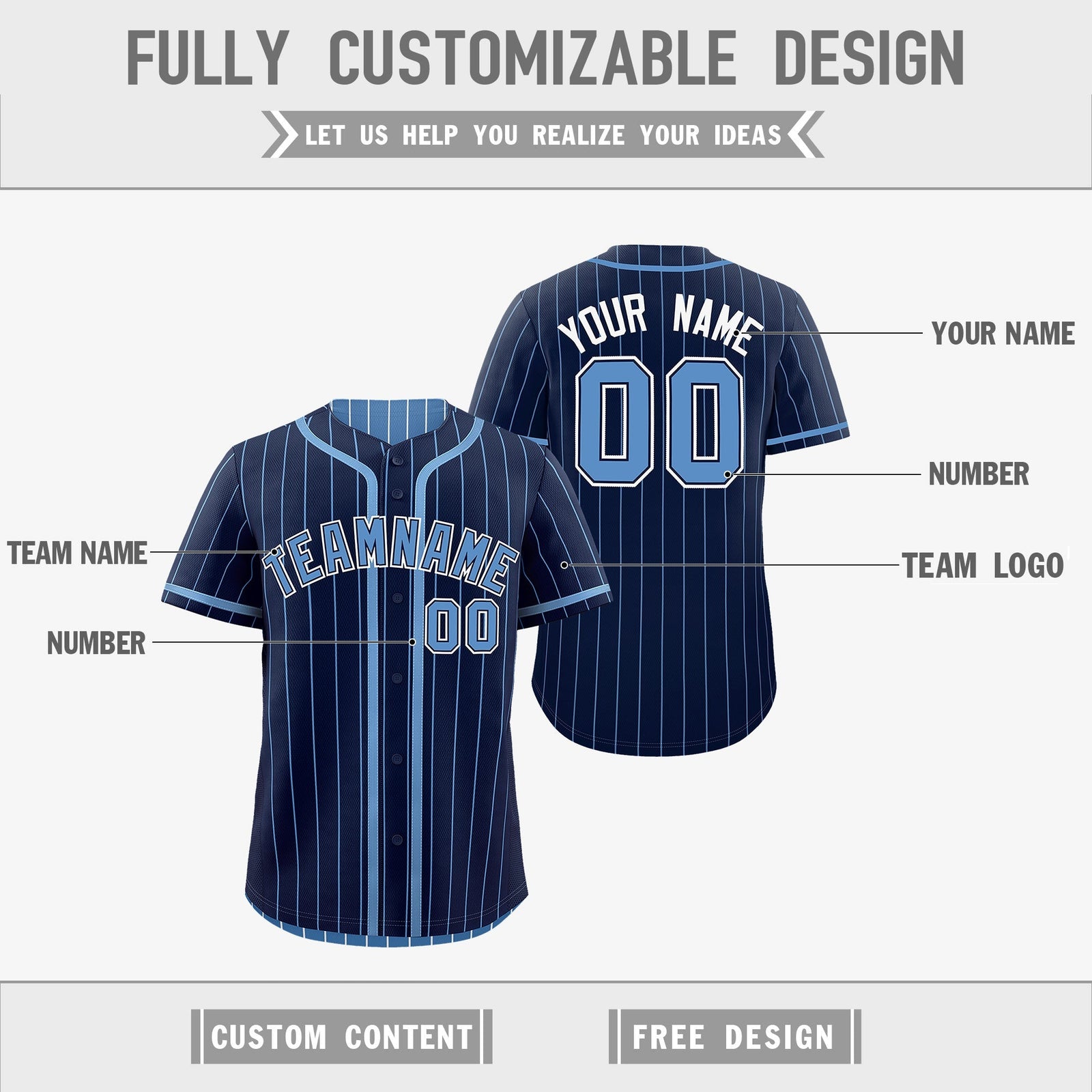 Custom Navy Light Blue Reversible Gradient Fashion Breathable Baseball Jersey| KXKSHOP