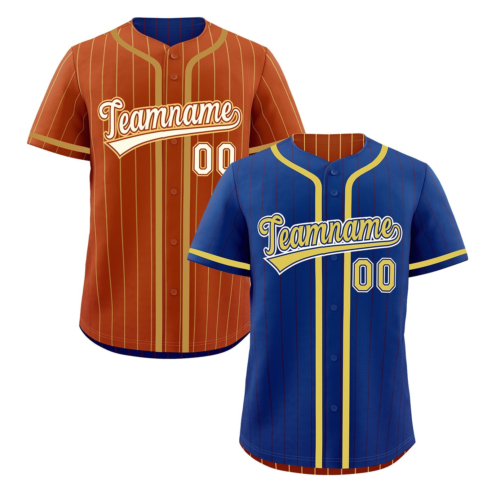 Custom Royal Blue Dark Orange Reversible Gradient Fashion Lightweight Baseball Jersey| KXKSHOP