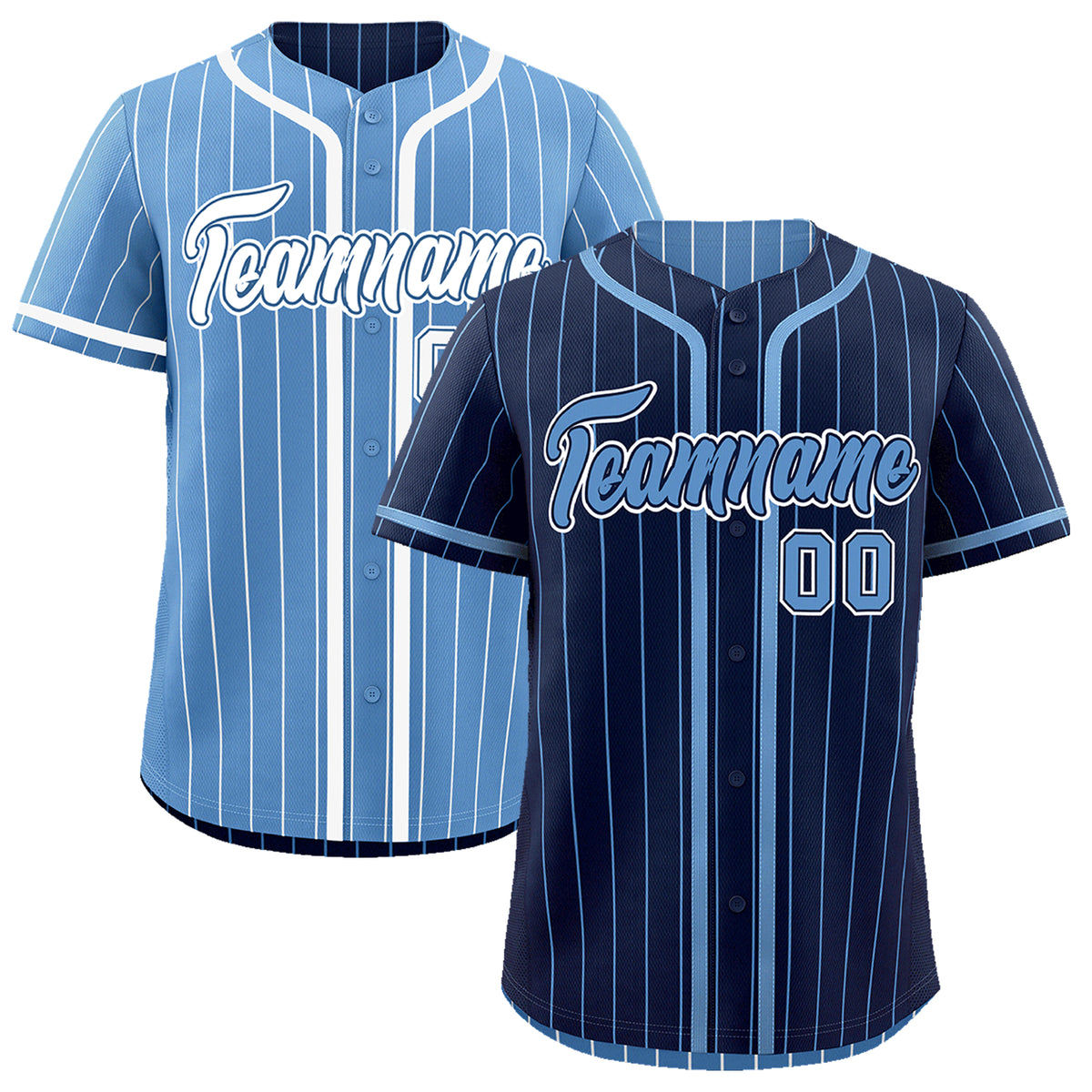 Custom Navy Light Blue Reversible Gradient Fashion Breathable Baseball Jersey| KXKSHOP