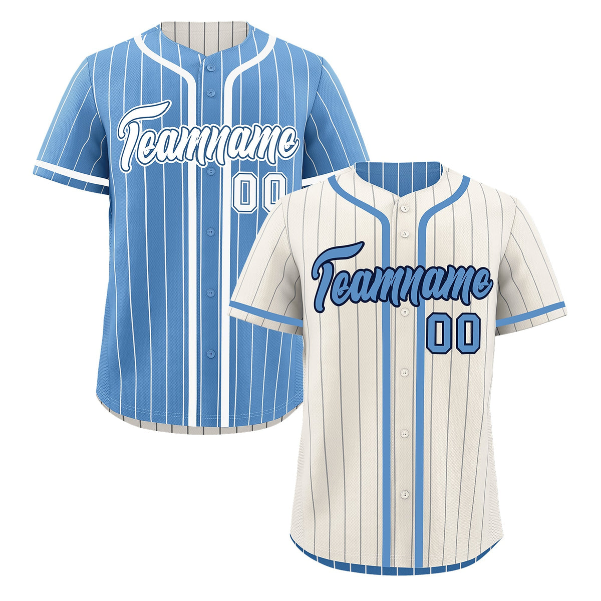 Custom Cream Light Blue Reversible Gradient Fashion Lightweight Baseball Jersey| KXKSHOP