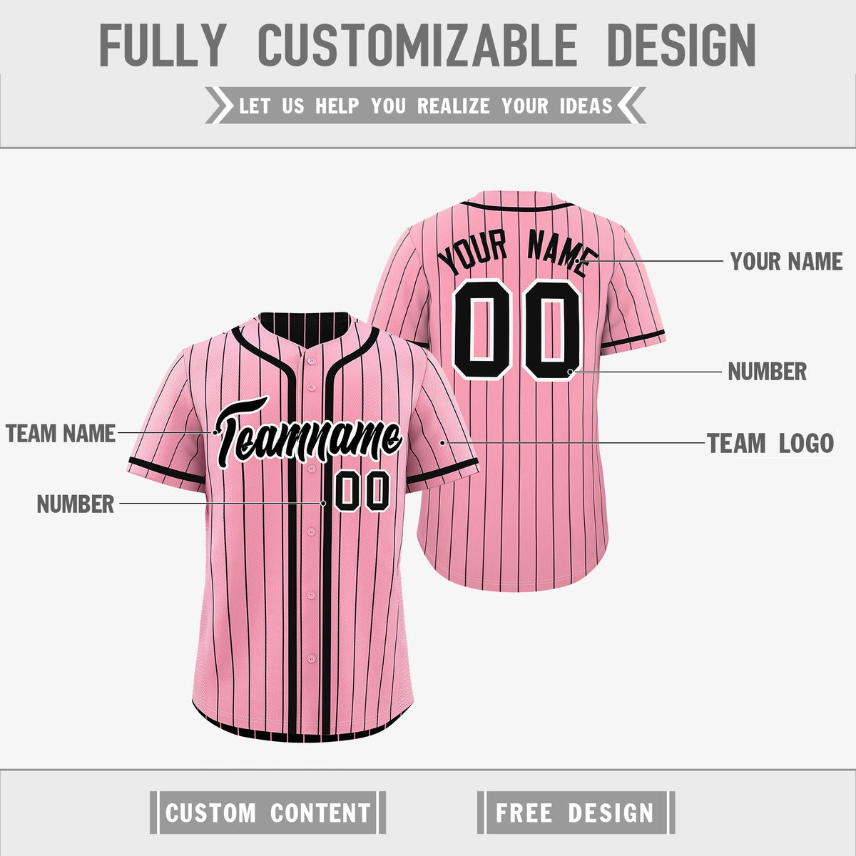 Custom Light Pink Black Reversible Gradient Fashion Breathable Baseball Jersey| KXKSHOP