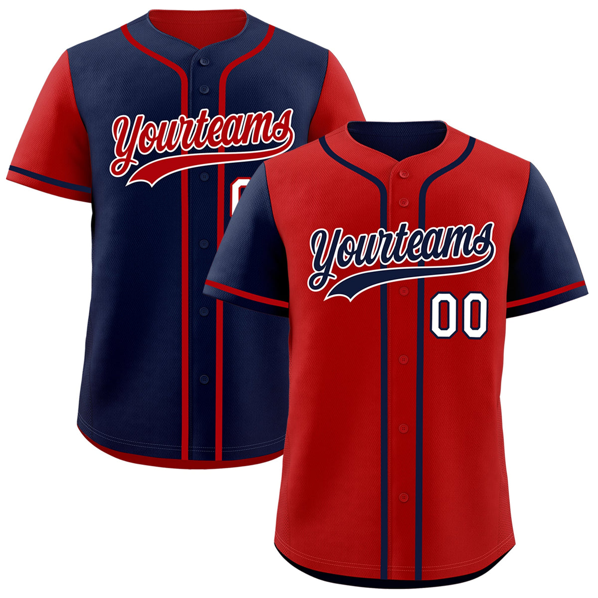 Custom Navy Red Reversible Raglan Sleeves Baseball Jersey| KXKSHOP