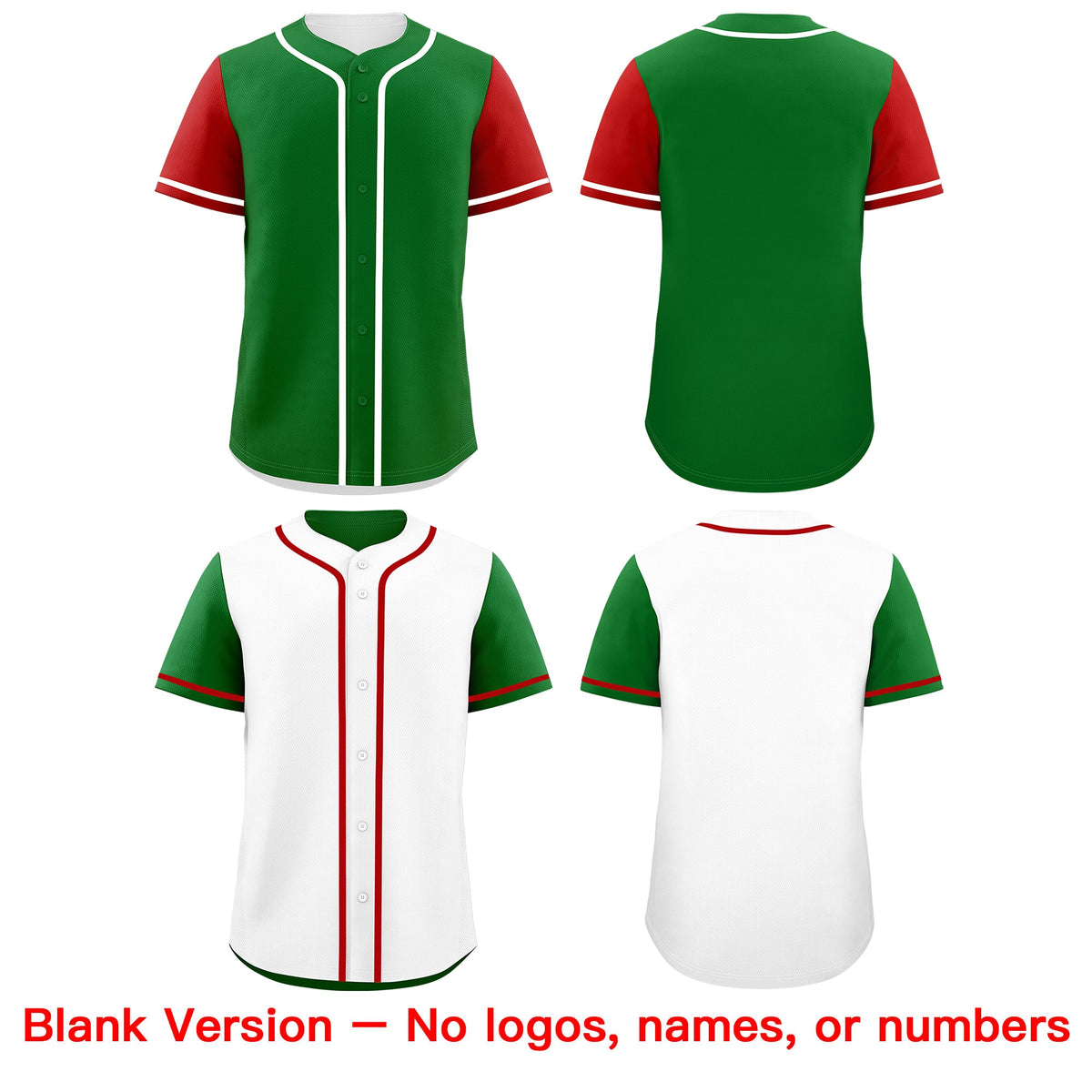 Custom Kelly Green White Red Reversible Raglan Sleeves Baseball Jersey| KXKSHOP