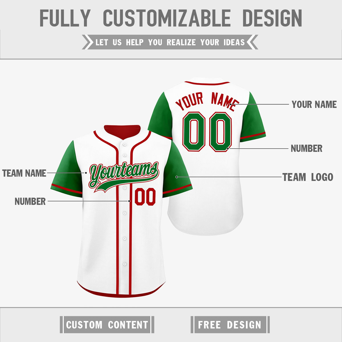 Custom White Red Reversible Raglan Sleeves Baseball Jersey| KXKSHOP
