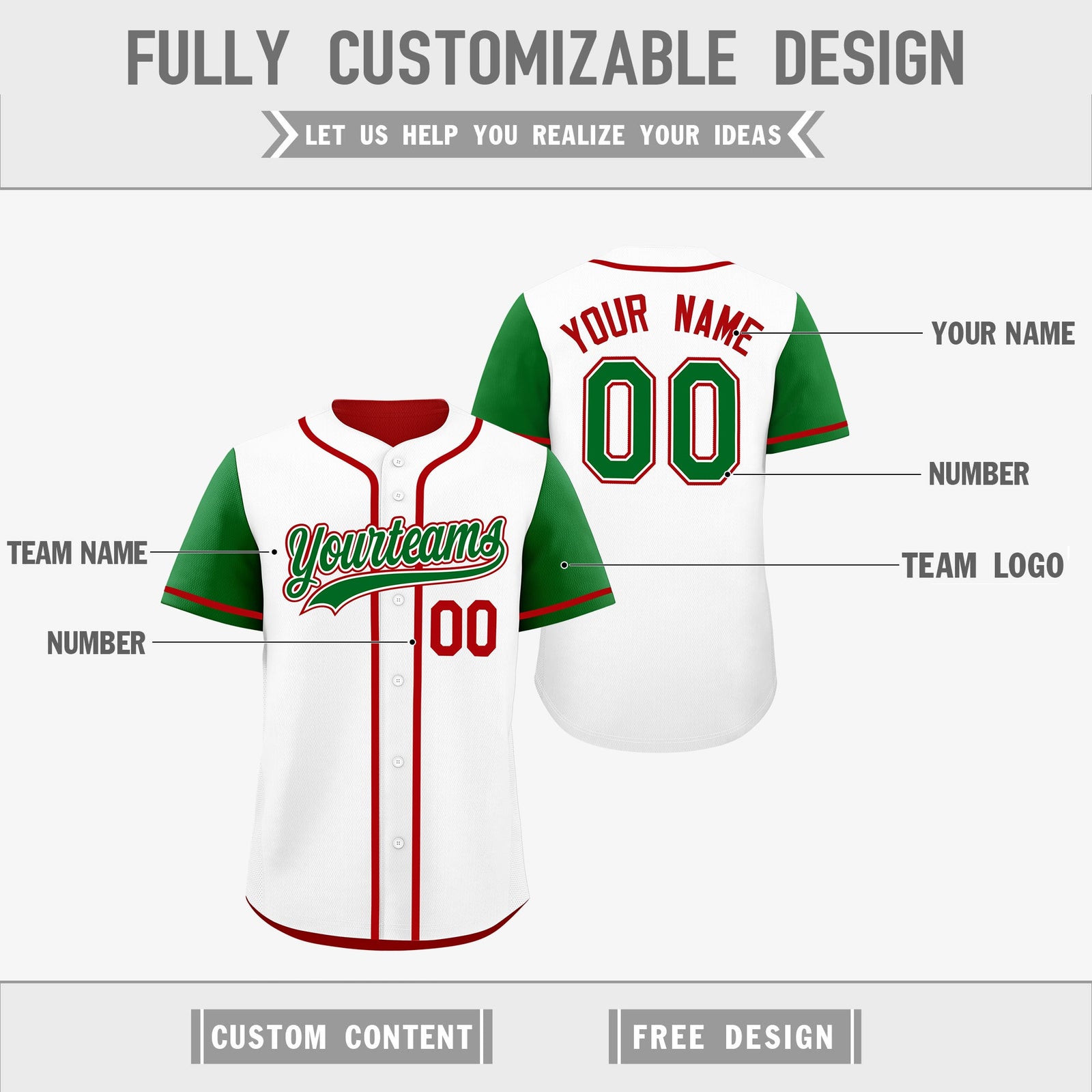 Custom White Red Reversible Raglan Sleeves Baseball Jersey| KXKSHOP