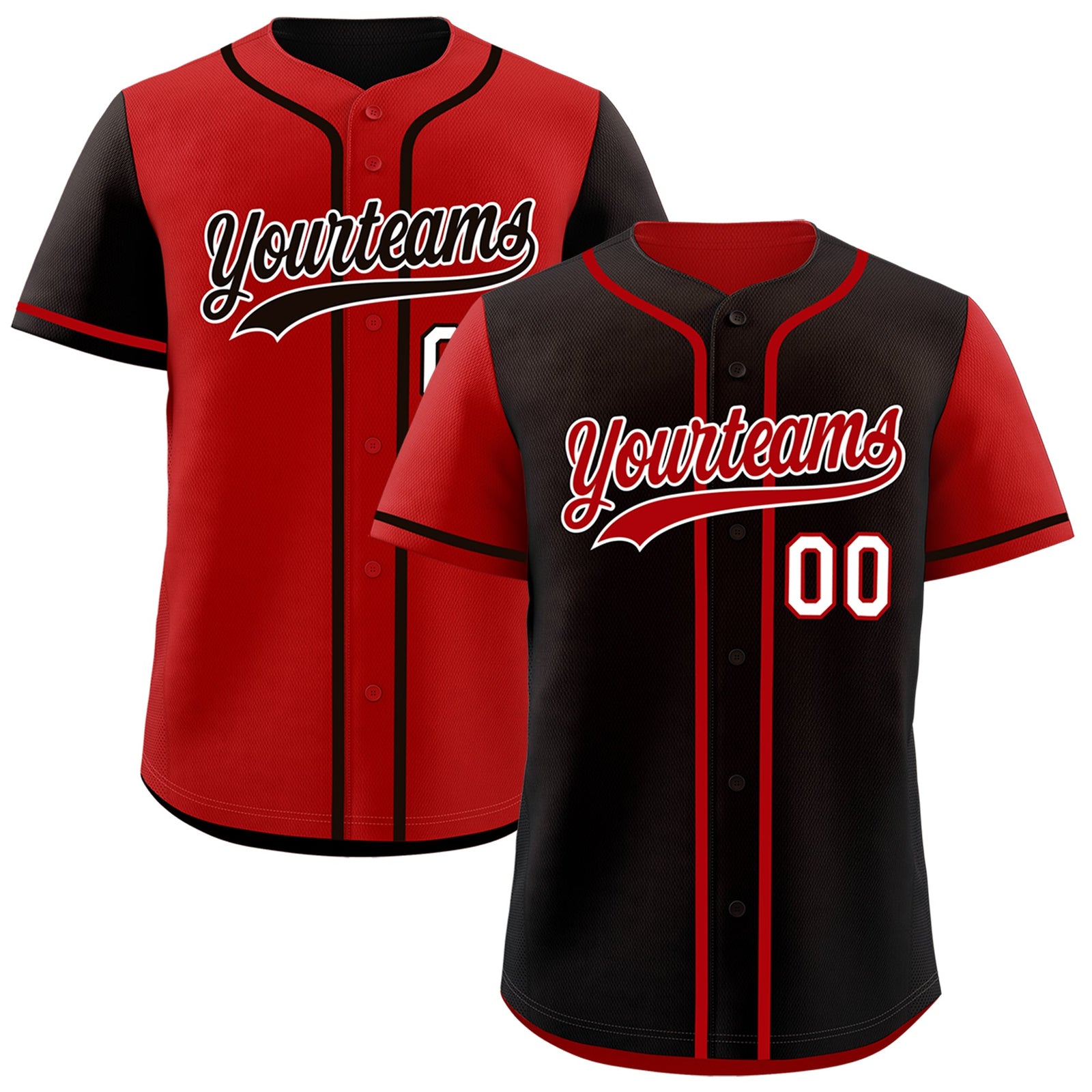Custom Red Black Reversible Raglan Sleeves Baseball Jersey| KXKSHOP