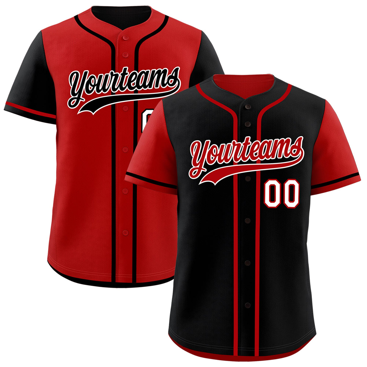 Custom Red Black Reversible Raglan Sleeves Baseball Jersey| KXKSHOP