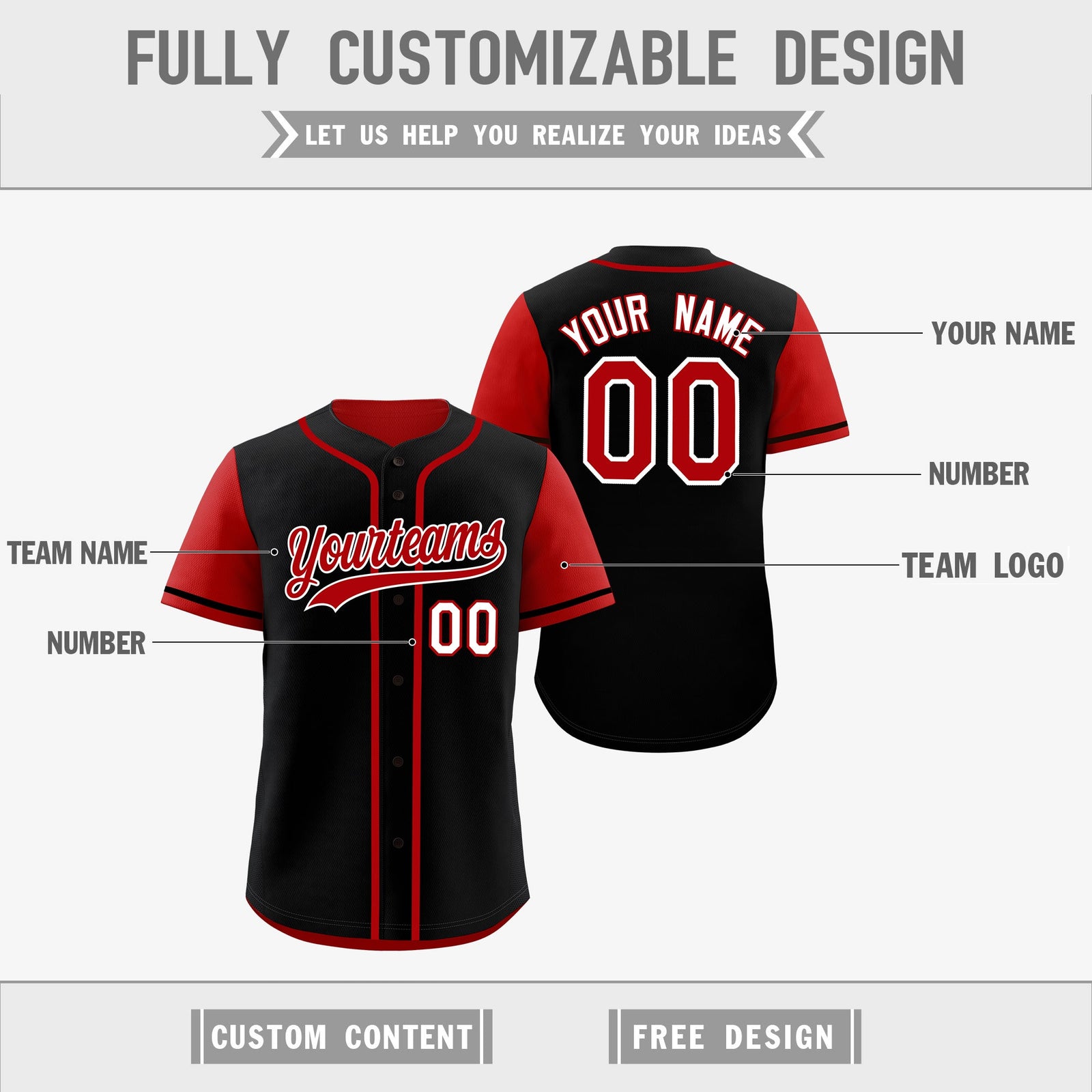 Custom Red Black Reversible Raglan Sleeves Baseball Jersey| KXKSHOP
