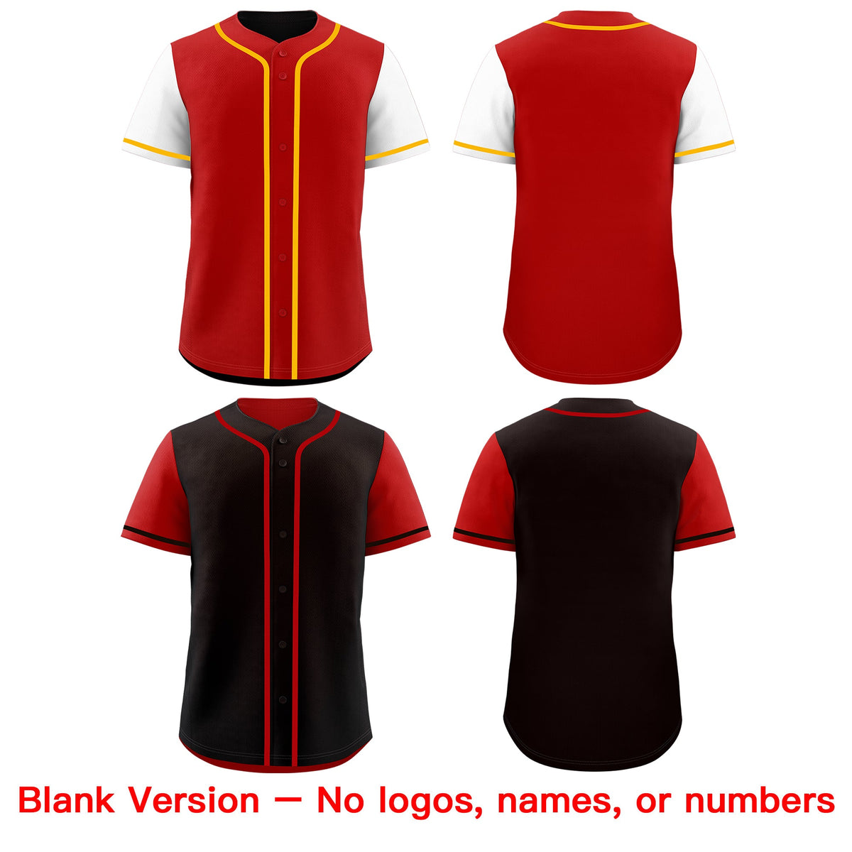 Custom Red Black Yellow Reversible Raglan Sleeves Baseball Jersey| KXKSHOP