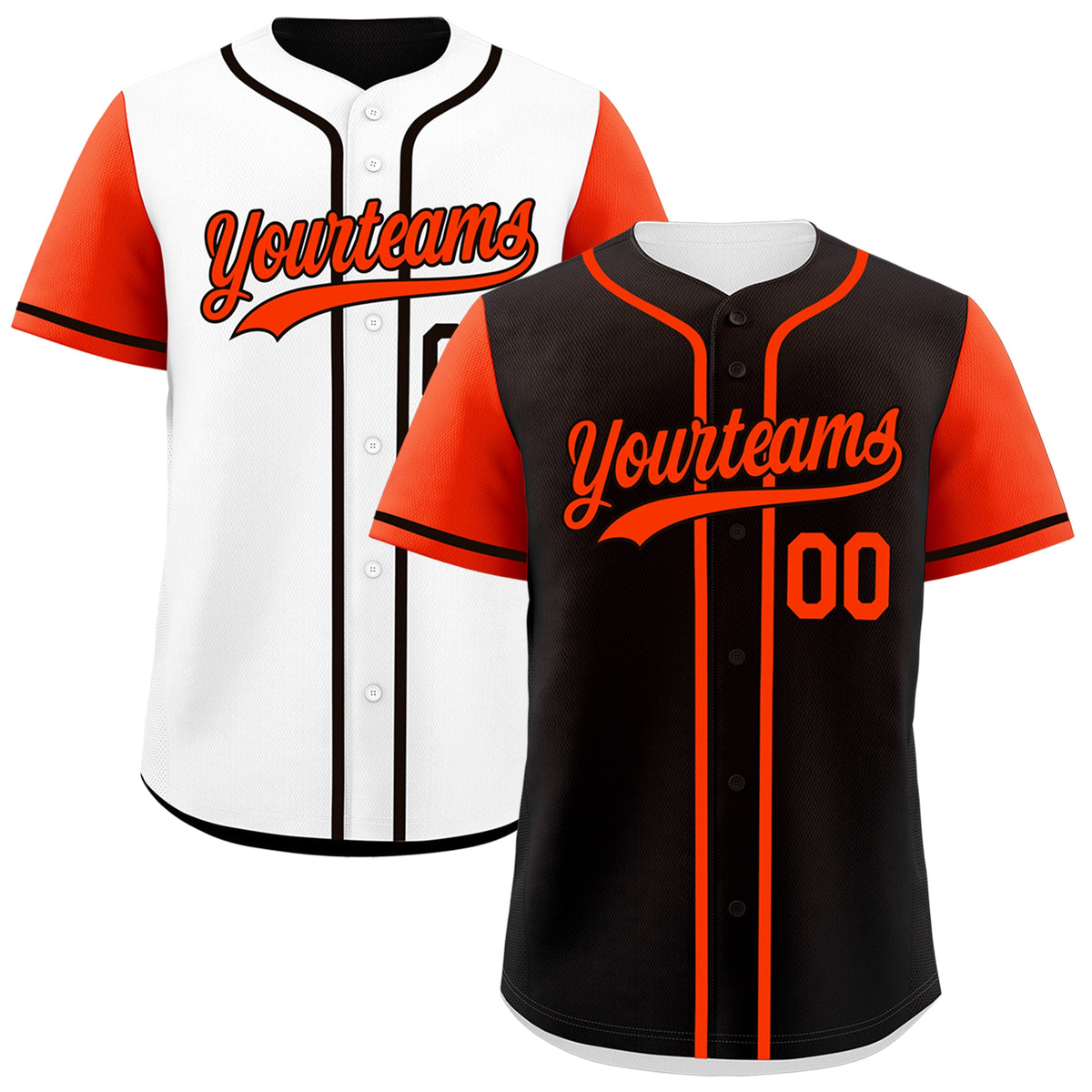 Custom Black White Orange Reversible Raglan Sleeves Baseball Jersey| KXKSHOP