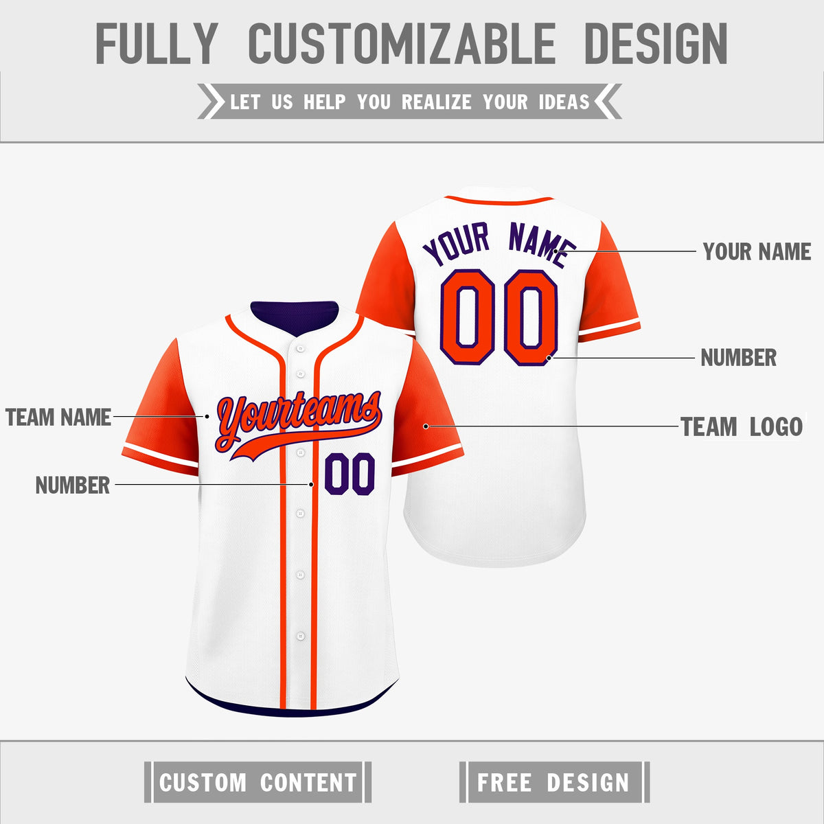Custom Purple White Reversible Raglan Sleeves Baseball Jersey| KXKSHOP
