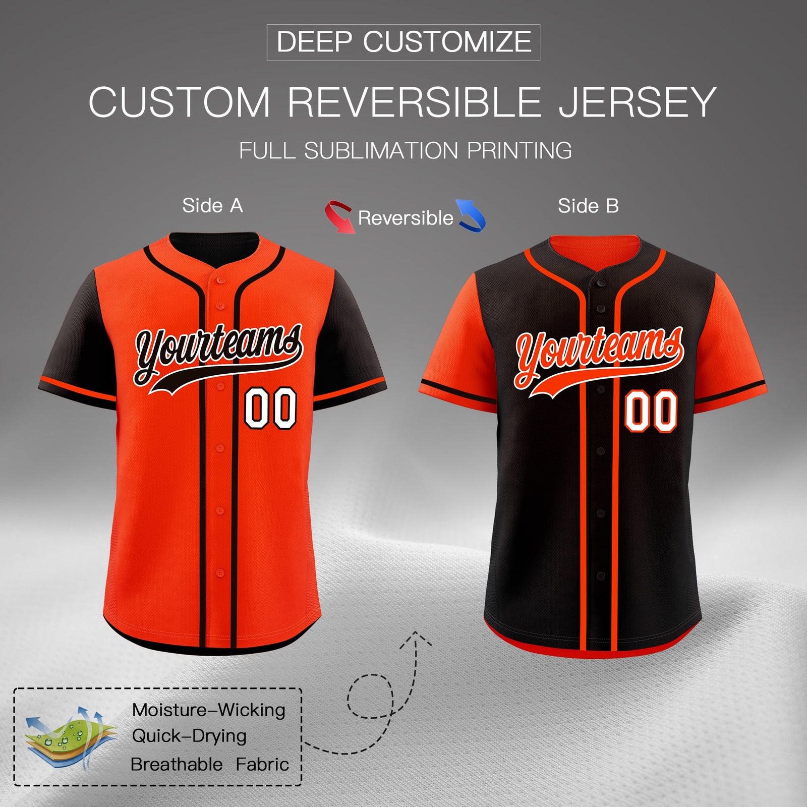Custom Black Orange Reversible Raglan Sleeves Baseball Jersey| KXKSHOP