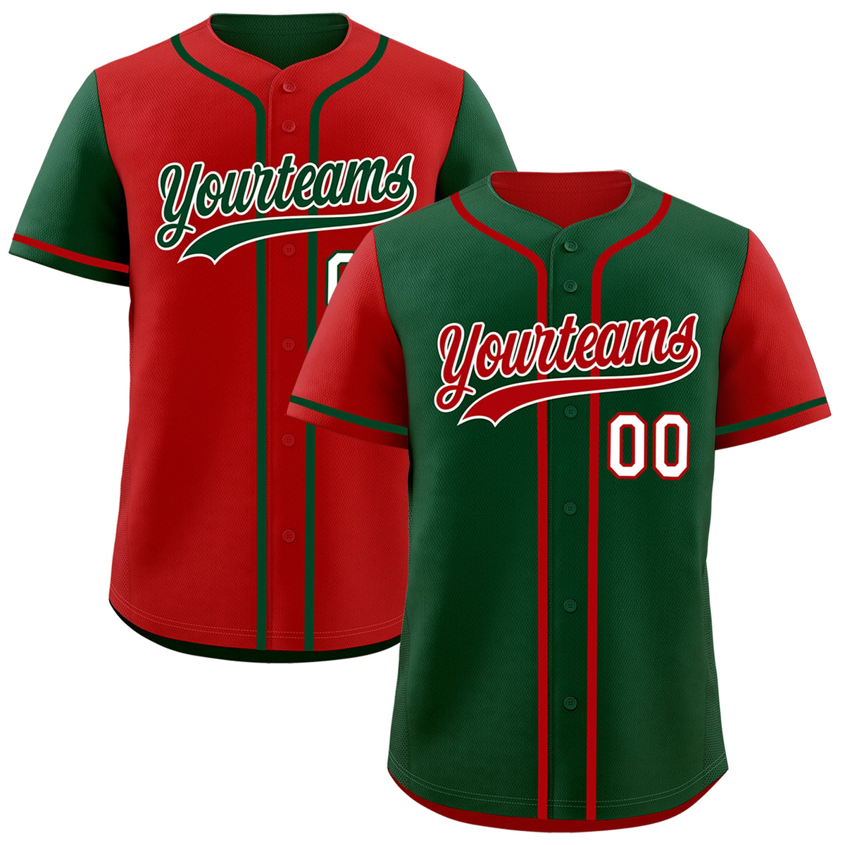 Custom Red Kelly Green Reversible Raglan Sleeves Baseball Jersey| KXKSHOP