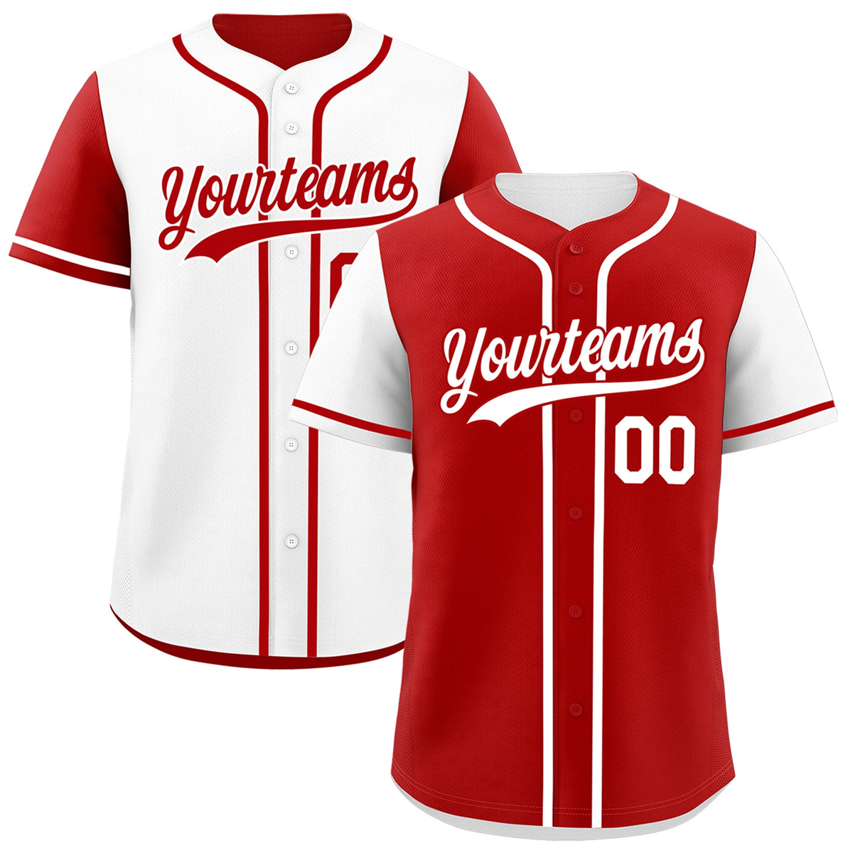 Custom White Red Reversible Raglan Sleeves Baseball Jersey| KXKSHOP