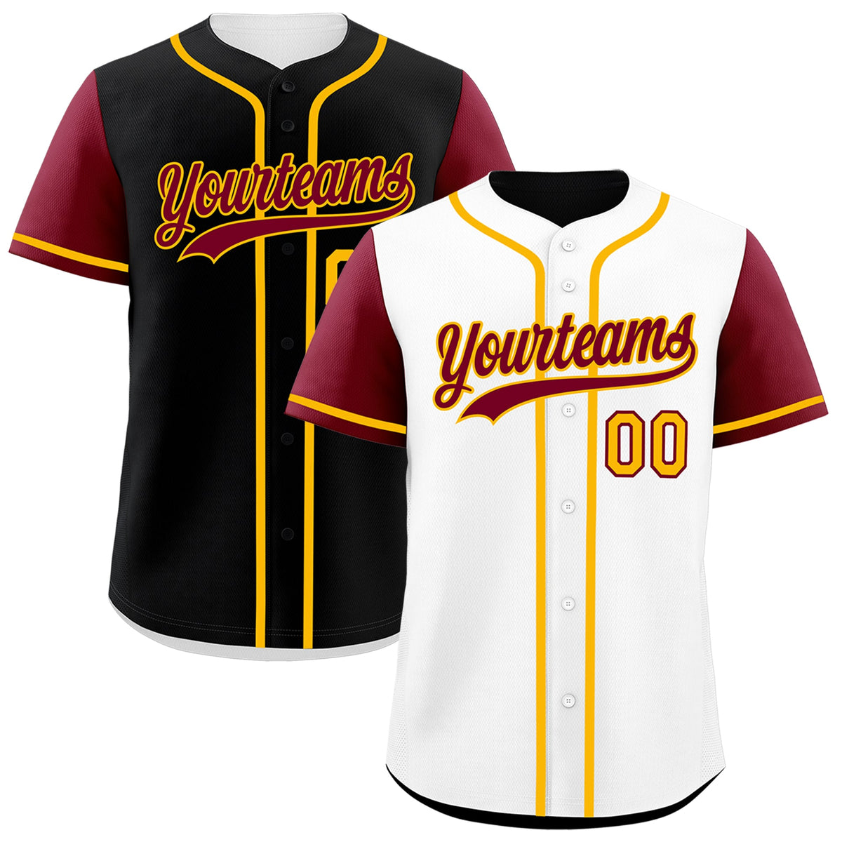 Custom White Black Yellow Reversible Raglan Sleeves Baseball Jersey| KXKSHOP