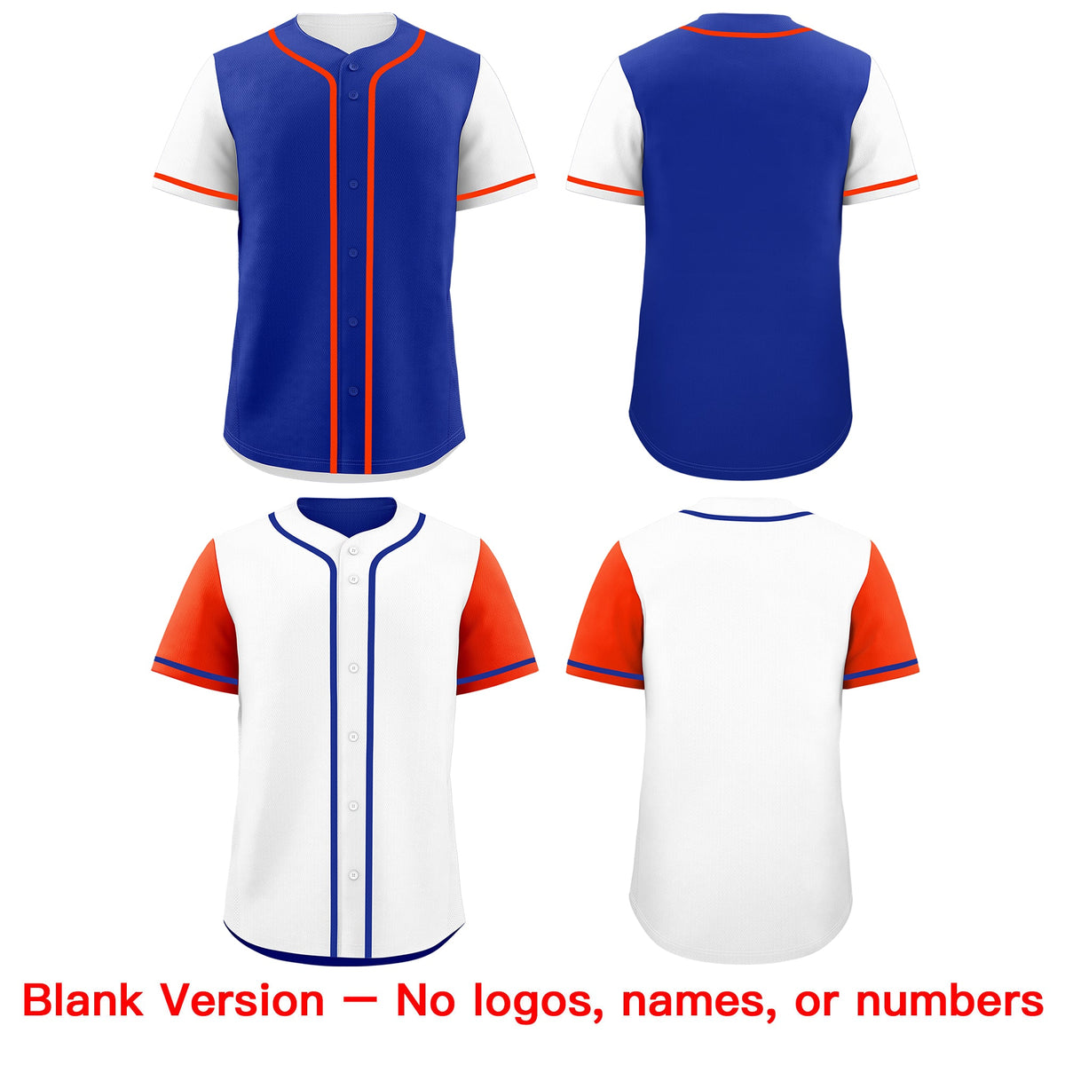 Custom Royal Blue White Orange Reversible Raglan Sleeves Baseball Jersey| KXKSHOP