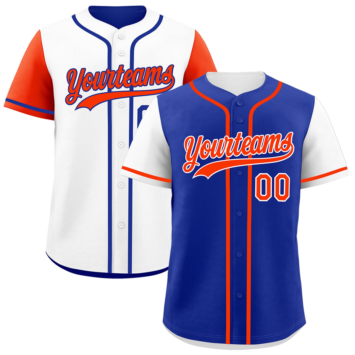 Custom Royal Blue White Orange Reversible Raglan Sleeves Baseball Jersey| KXKSHOP