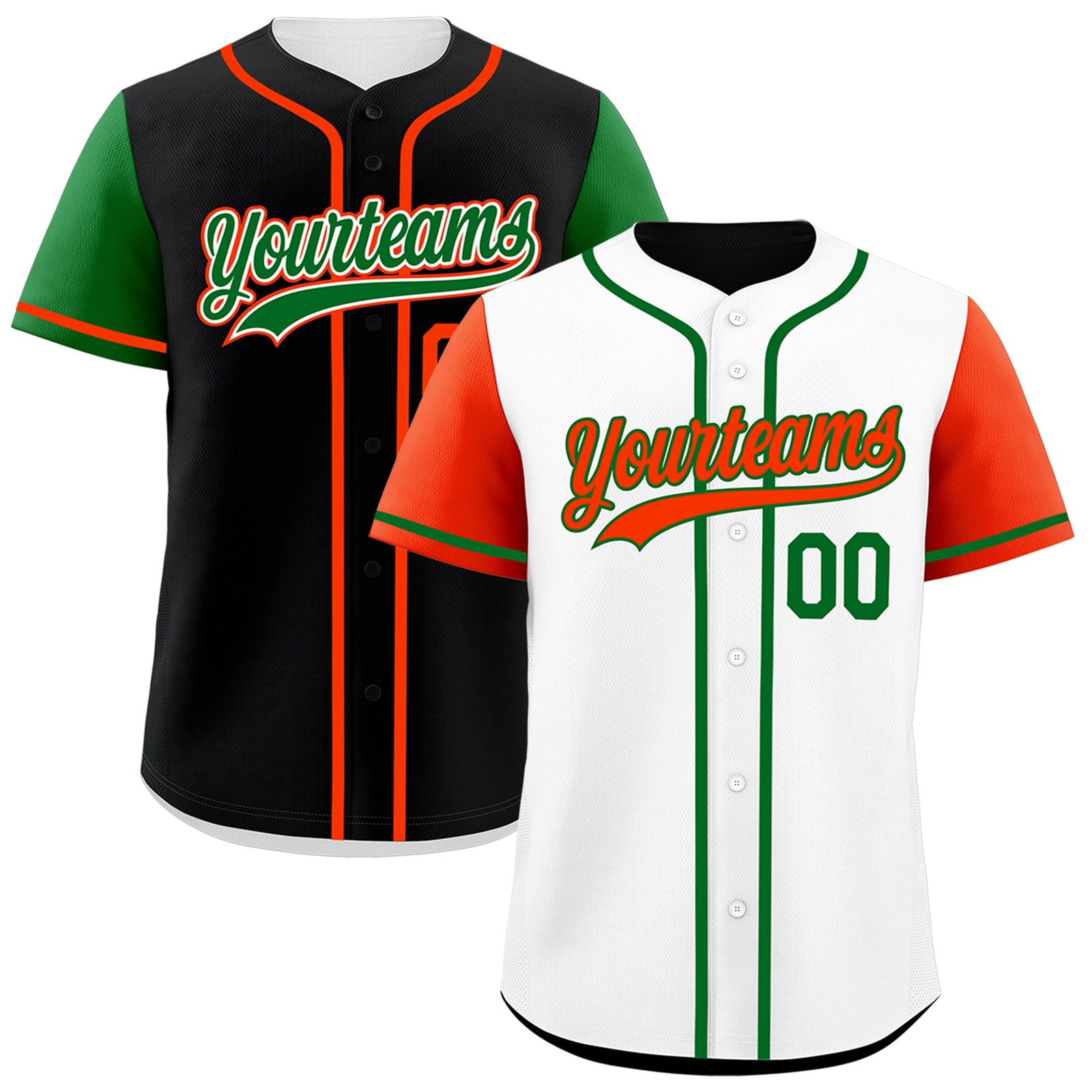 Custom White Black Kelly Green Reversible Raglan Sleeves Baseball Jersey| KXKSHOP