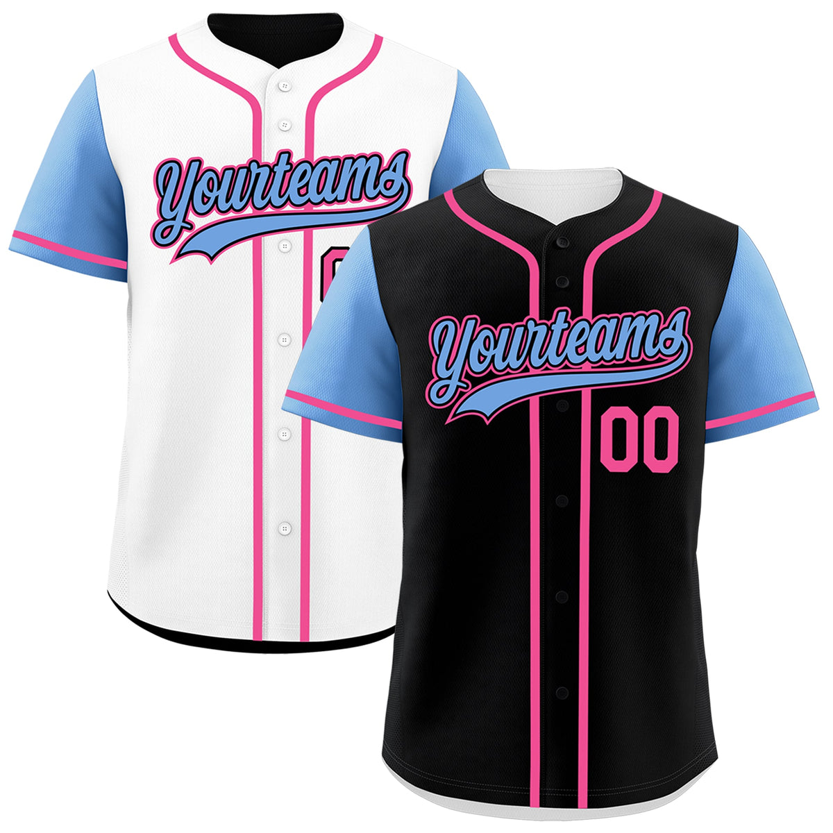 Custom Light Blue Black Yellow Reversible Raglan Sleeves Baseball Jersey| KXKSHOP