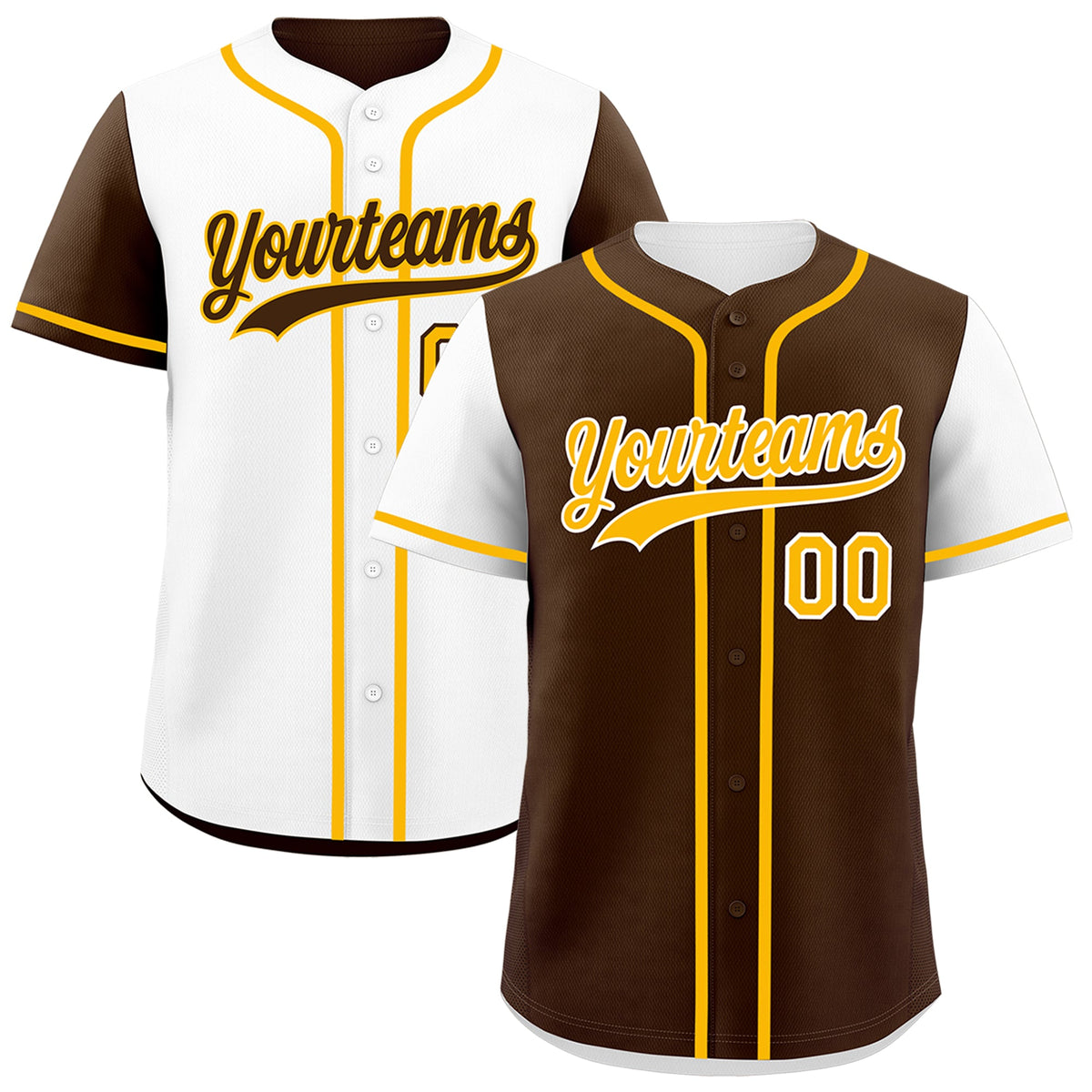 Custom Brown White Orange Reversible Raglan Sleeves Baseball Jersey| KXKSHOP