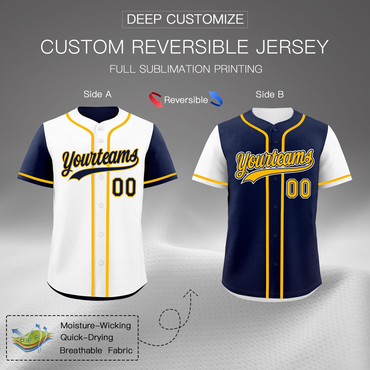 Custom Navy Orange Reversible Raglan Sleeves Baseball Jersey| KXKSHOP