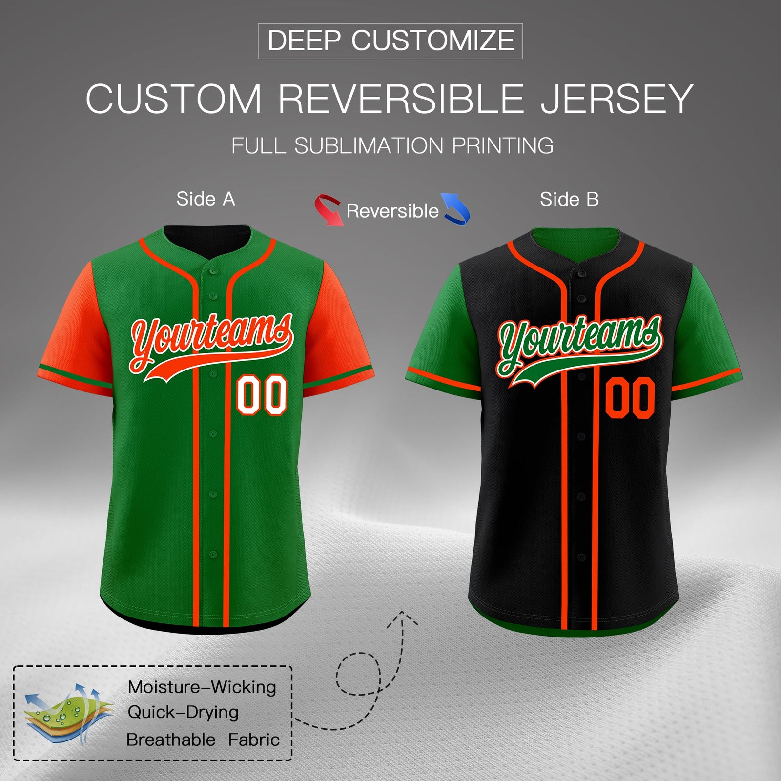 Custom Kelly Green White Reversible Raglan Sleeves Baseball Jersey| KXKSHOP