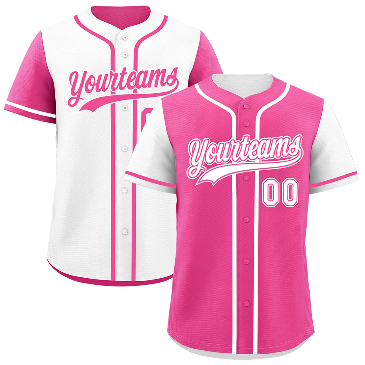 Custom Black White Pink Reversible Raglan Sleeves Baseball Jersey| KXKSHOP