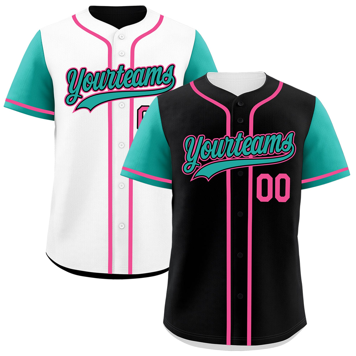 Custom Black White Pink Reversible Raglan Sleeves Baseball Jersey| KXKSHOP