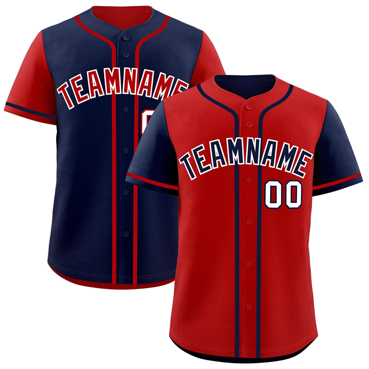 Custom Navy Red Reversible Raglan Sleeves Baseball Jersey| KXKSHOP