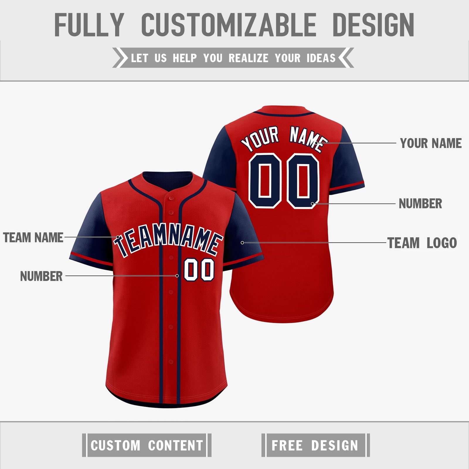 Custom Navy Red Reversible Raglan Sleeves Baseball Jersey| KXKSHOP
