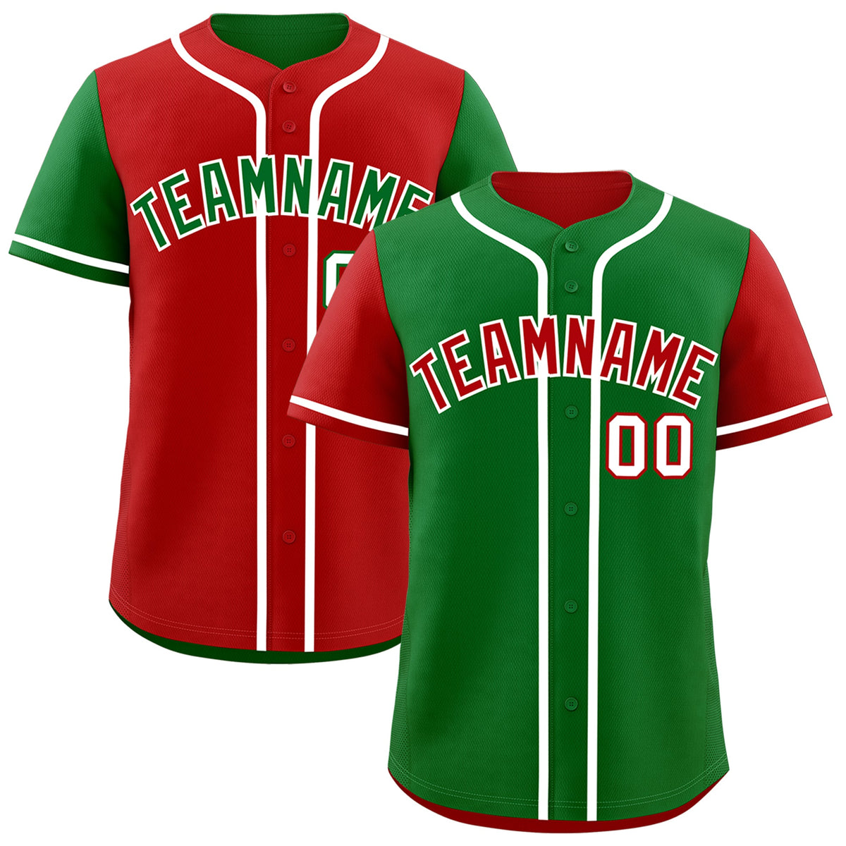 Custom Kelly Green Red Reversible Raglan Sleeves Baseball Jersey| KXKSHOP