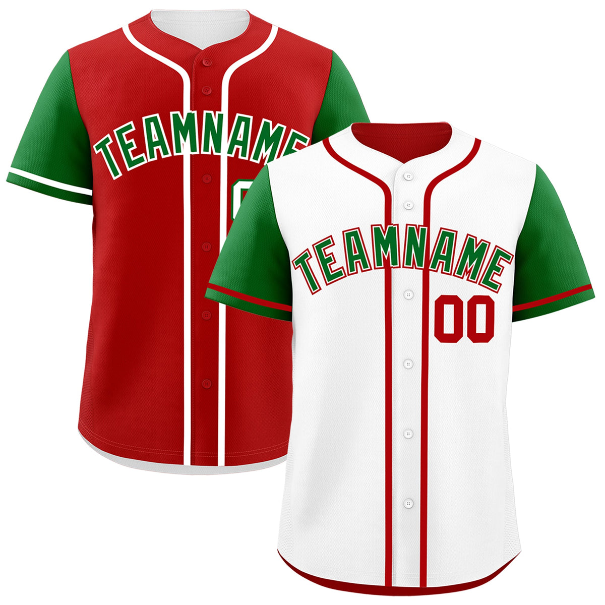 Custom White Red Reversible Raglan Sleeves Baseball Jersey| KXKSHOP