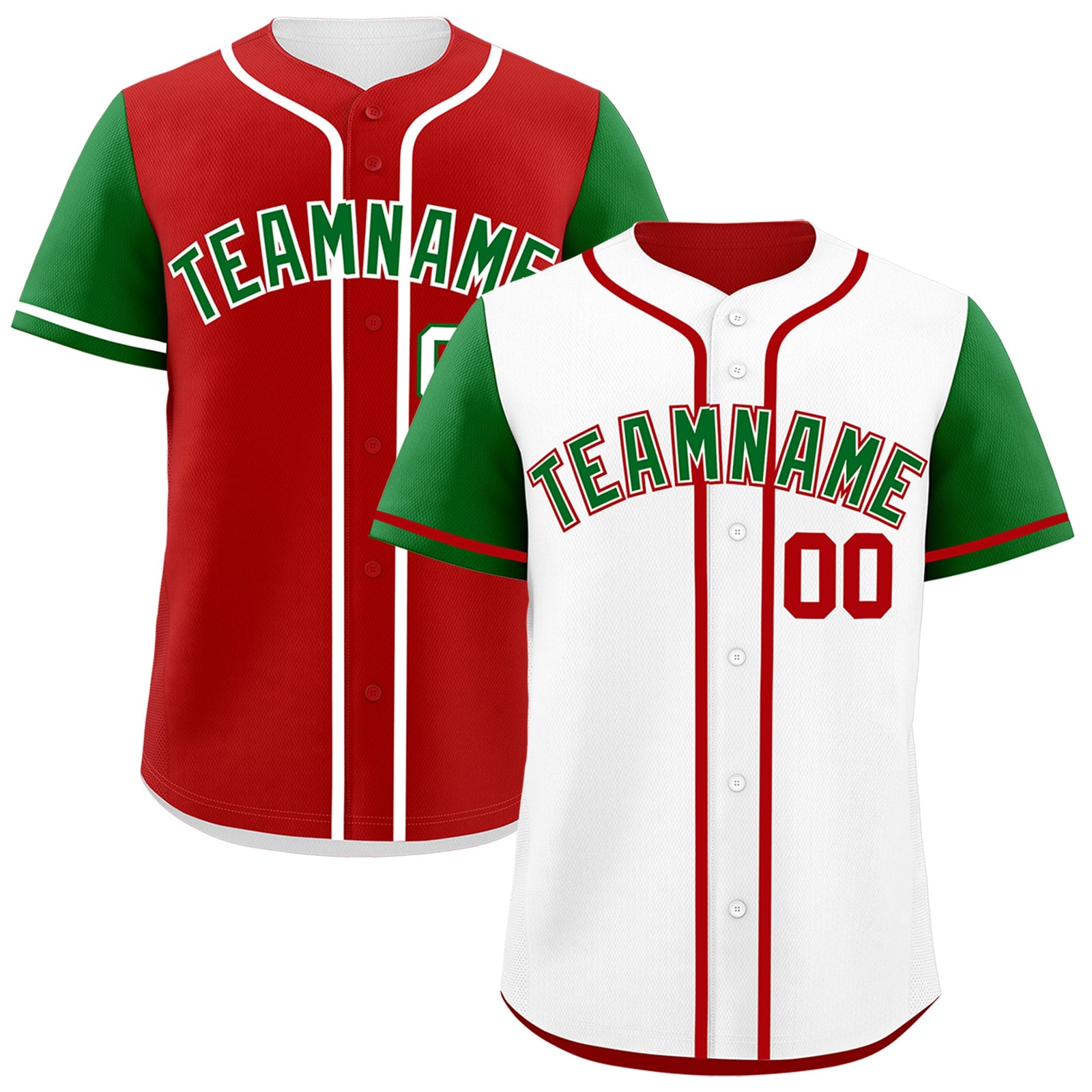 Custom White Red Reversible Raglan Sleeves Baseball Jersey| KXKSHOP